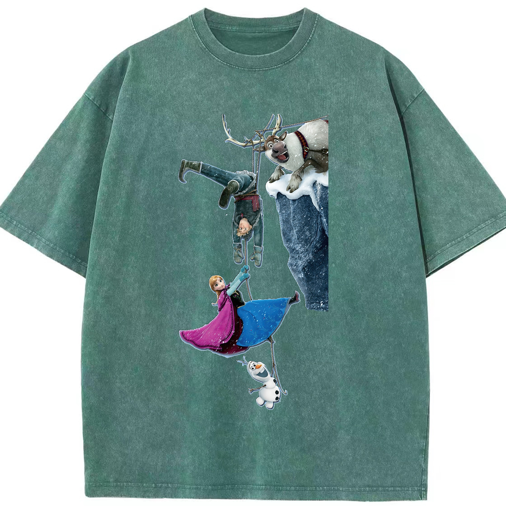 （画像用） アナと雪の女王 アンナ エルサ Frozen Anna Elsa 綿100% ヴィンテージ風 半袖Tシャツ（フロントプリント）